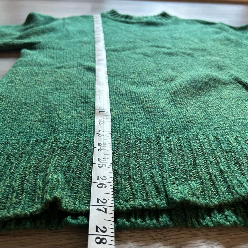 Vintage 90s LL Bean Rare Green color Wool Blend Fisherman Knit Sweater M - Picture 7 of 7